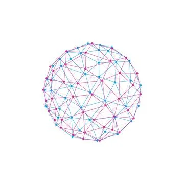 Isolated vector round. Abstract composition, polygonal construction, connecting 스톡 일러스트