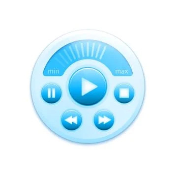 Isolated vector round glossy media player interface Stock Illustration