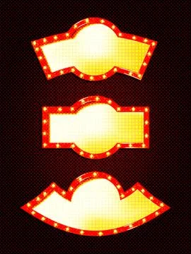 Isolated vector set of mirror with bulb frame Stock Illustration