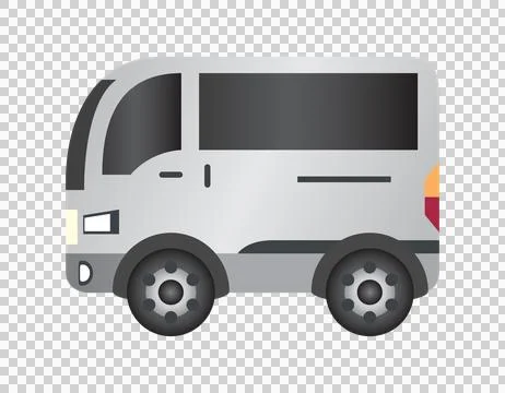 The isolated vector side of silver vehicle car icon, represents minivan, van, Stock Illustration