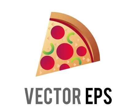 Isolated vector slice of pepperoni pizza food icon. Stock Illustration