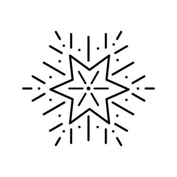 Isolated vector Star Icon on white background. The black outline of star and Stock Illustration