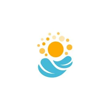 Isolated vector summer logo. Sunny day illustration. Sea or ocean image. Marine Stock Illustration