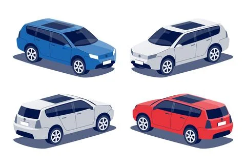 Isolated vector suv 5-door passenger car on white background Stock Illustration