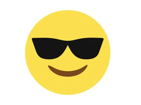 Isolated vector yellow face with black sunglass and smiley flat icon Stock Illustration