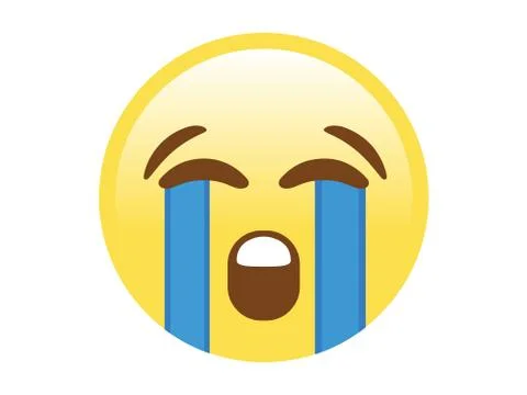 Isolated vector yellow unhappy face with crying tear flat icon Stock Illustration
