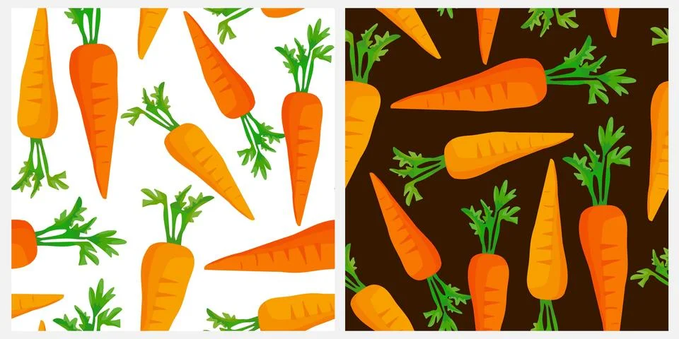 Isolated vegetable pattern orange carrot on white and brown background heal.. Illustrazione stock