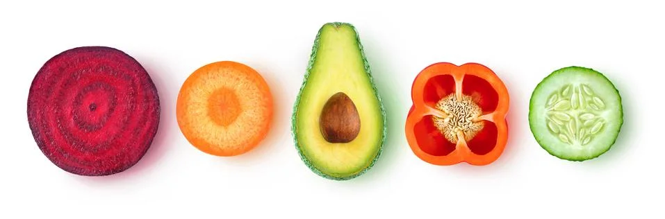 Isolated vegetable slices Stock Photos