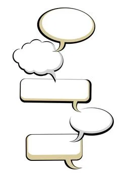 Isolated Vertical Flow of Empty Round Speech Bubbles of Various Geometric S.. Stock Illustration