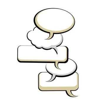 Isolated Vertical Flow of Many Empty Round Speech Bubbles of Various Geomet.. Stock Illustration