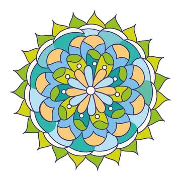 Isolated vibrant colored mandala pattern Vector Illustrazione stock