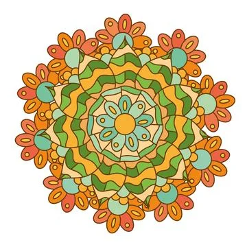 Isolated vibrant colored mandala pattern Vector Stock Illustration