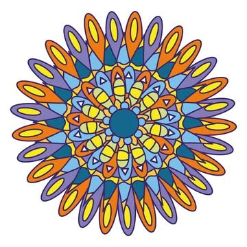 Isolated vibrant colored mandala pattern Vector Illustrazione stock