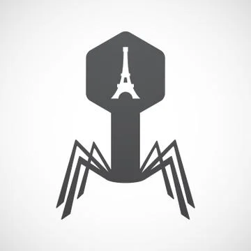 Isolated virus icon with   the Eiffel tower Stock Illustration