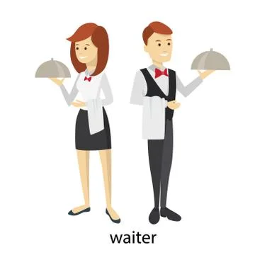 Isolated waiters couple. Ilustração Stock