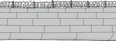 Isolated wall with barbed wire Stock Illustration