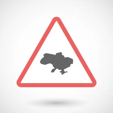 Isolated warning sign icon with  the map of Ukraine Stock Illustration