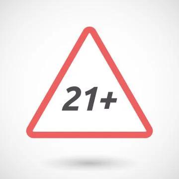 Isolated warning signal with    the text 21+ Stock Illustration
