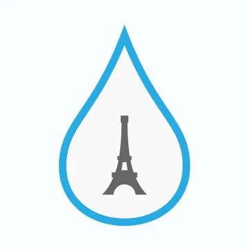 Isolated water drop with   the Eiffel tower Stockillustratie