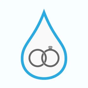 Isolated water drop with  two bonded wedding rings Stock Illustration