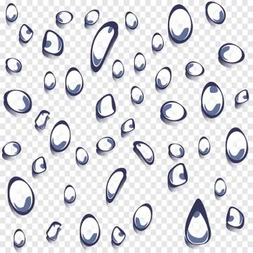 Isolated water drops on transparency grid - Vector Illustration Stock Illustration