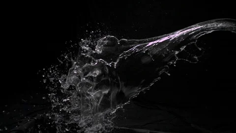 Isolated water splash on black backdrop wide shot v08 Video stock 112249559