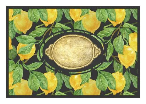 Isolated watercolor element. Composition of a pattern with lemons Stock Illustration