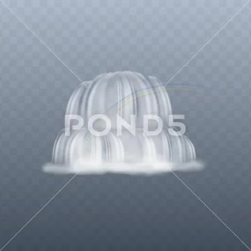 Isolated waterfall with rainbow, realistic flowing water splash white on Stock Illustration
