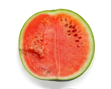Isolated watermelon with cut watermelon slice with red flesh on white backgro Stock Photos