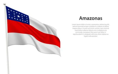 Isolated waving flag of Amazonas is a state Brazil Stock Illustration
