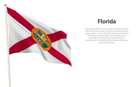 Isolated waving flag of Florida is a state United States イラスト素材