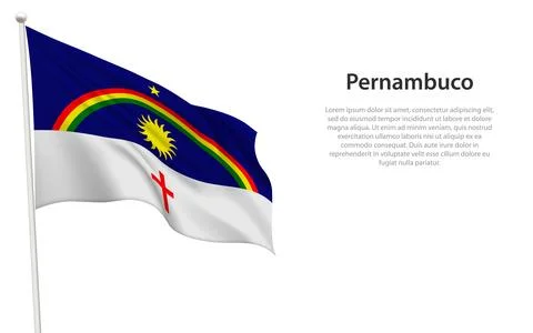Isolated waving flag of Pernambuco is a state Brazil Stock Illustration