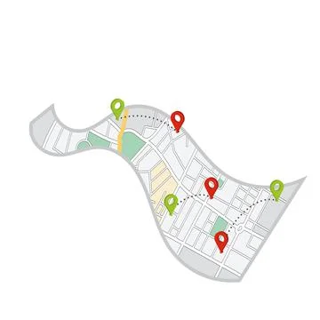 Isolated web application map with pins Vector Stock Illustration