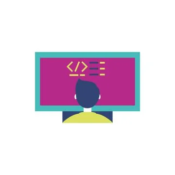 Isolated website code and boy vector design Stock-Illustration