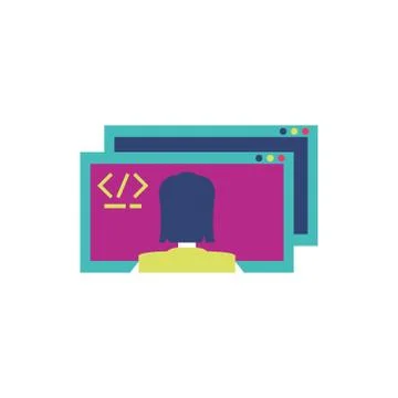 Isolated website code and girl vector design Illustrazione stock