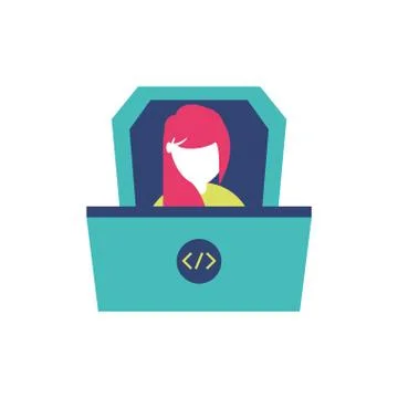 Isolated website code and girl vector design 스톡 일러스트