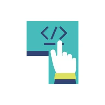 Isolated website code and hand vector design 스톡 일러스트