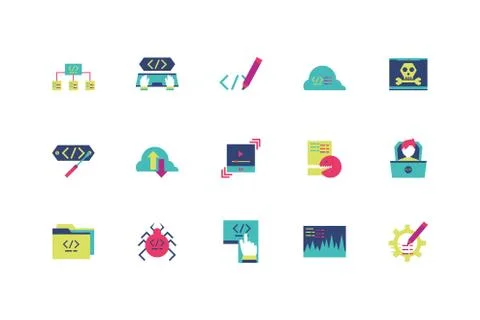 Isolated website code icon set vector design Stock Illustration