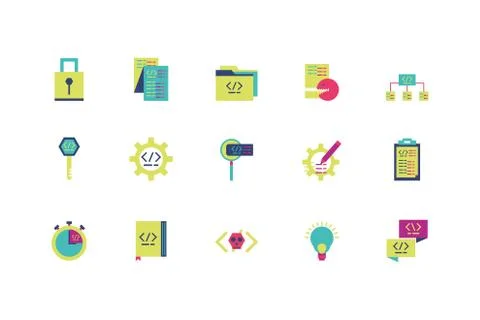 Isolated website code icon set vector design Stock-Illustration