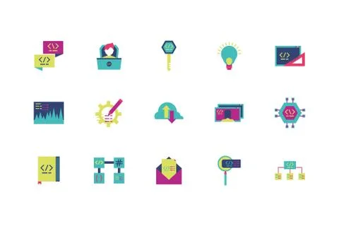 Isolated website code icon set vector design イラスト素材