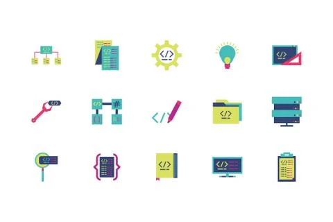 Isolated website code icon set vector design Stock Illustration