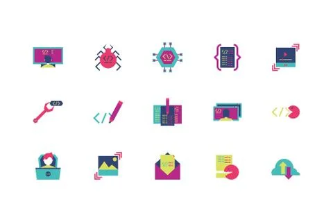 Isolated website code icon set vector design Stock-Illustration