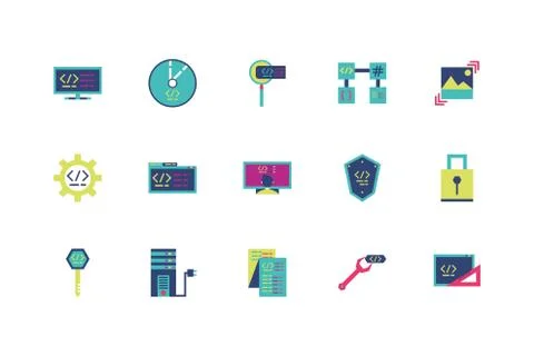 Isolated website code icon set vector design 스톡 일러스트