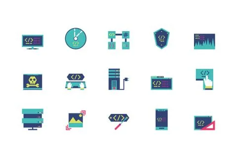 Isolated website code icon set vector design 스톡 일러스트