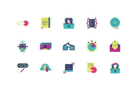 Isolated website code icon set vector design Stock Illustration