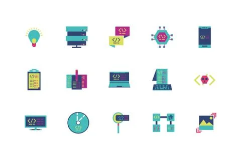 Isolated website code icon set vector design Stock Illustration