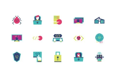 Isolated website code icon set vector design Stock Illustration