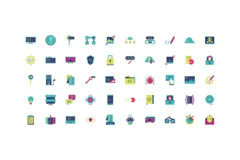Isolated website code icon set vector design Illustrazione stock