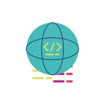 Isolated website code inside global sphere vector design 스톡 일러스트