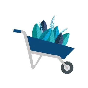 Isolated wheelbarrow with leaves vector design Stock Illustration